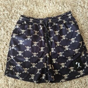 Baseballism Skull and Crossbones Black Shorts